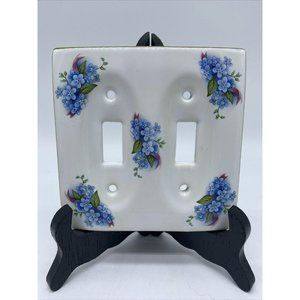 Lefton Light Switch Cover Double Blue Violets Gold